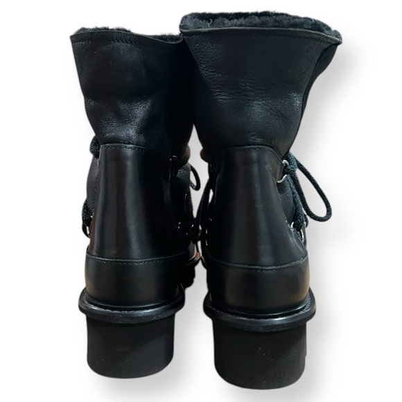 PATRIZIA BONFANTI Black Leather Lace Up Boot Fleece Lined Size 39 - Picture 7 of 10